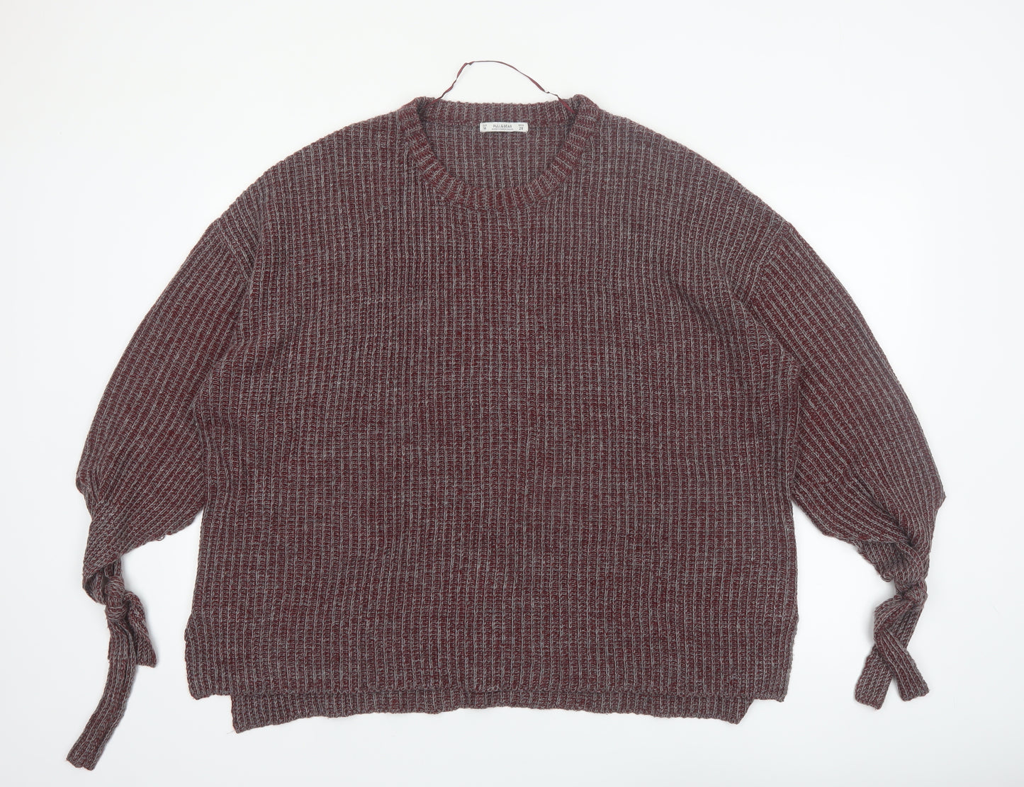 Pull & Bear Women Brown Acrylic Knit Crew Neck Jumper Size 10