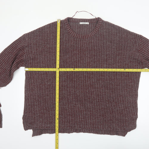 Pull & Bear Women Brown Acrylic Knit Crew Neck Jumper Size 10