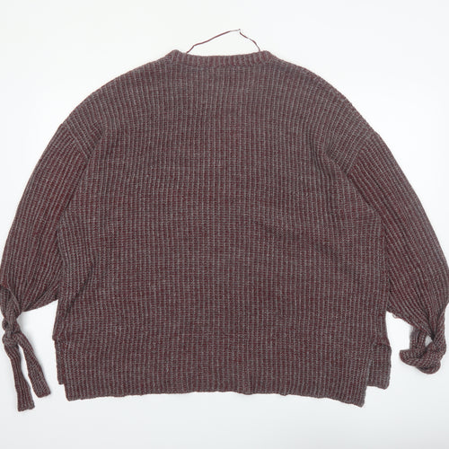 Pull & Bear Women Brown Acrylic Knit Crew Neck Jumper Size 10