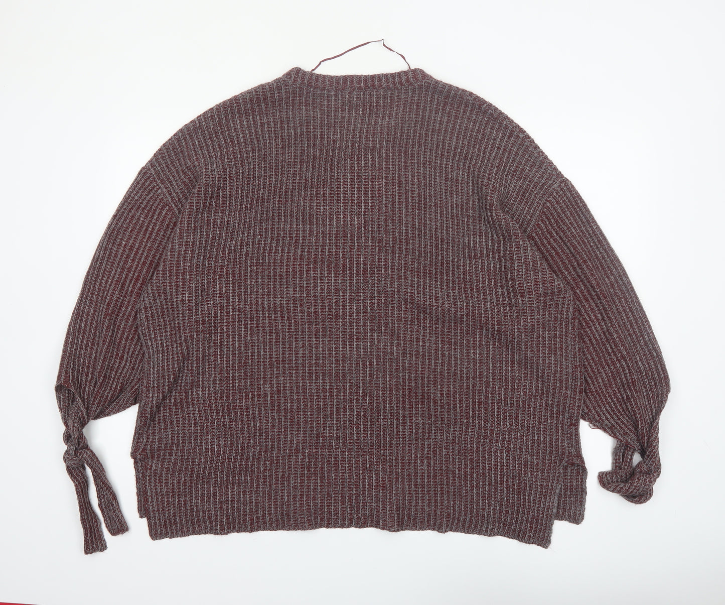 Pull & Bear Women Brown Acrylic Knit Crew Neck Jumper Size 10