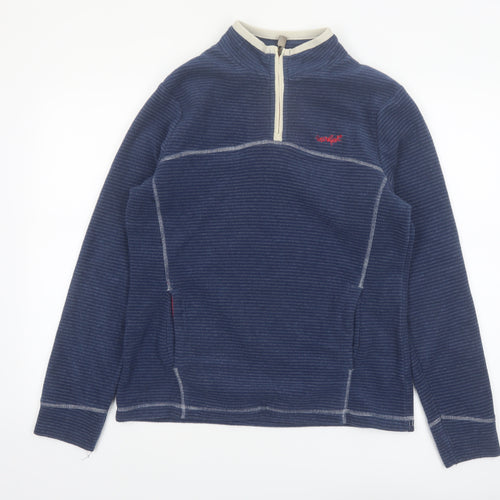 Weird Fish Women's Blue Half Zip Fleece Sweatshirt Size 12