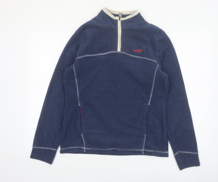 Weird Fish Women's Blue Half Zip Fleece Sweatshirt Size 12