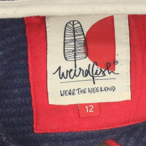 Weird Fish Women's Blue Half Zip Fleece Sweatshirt Size 12