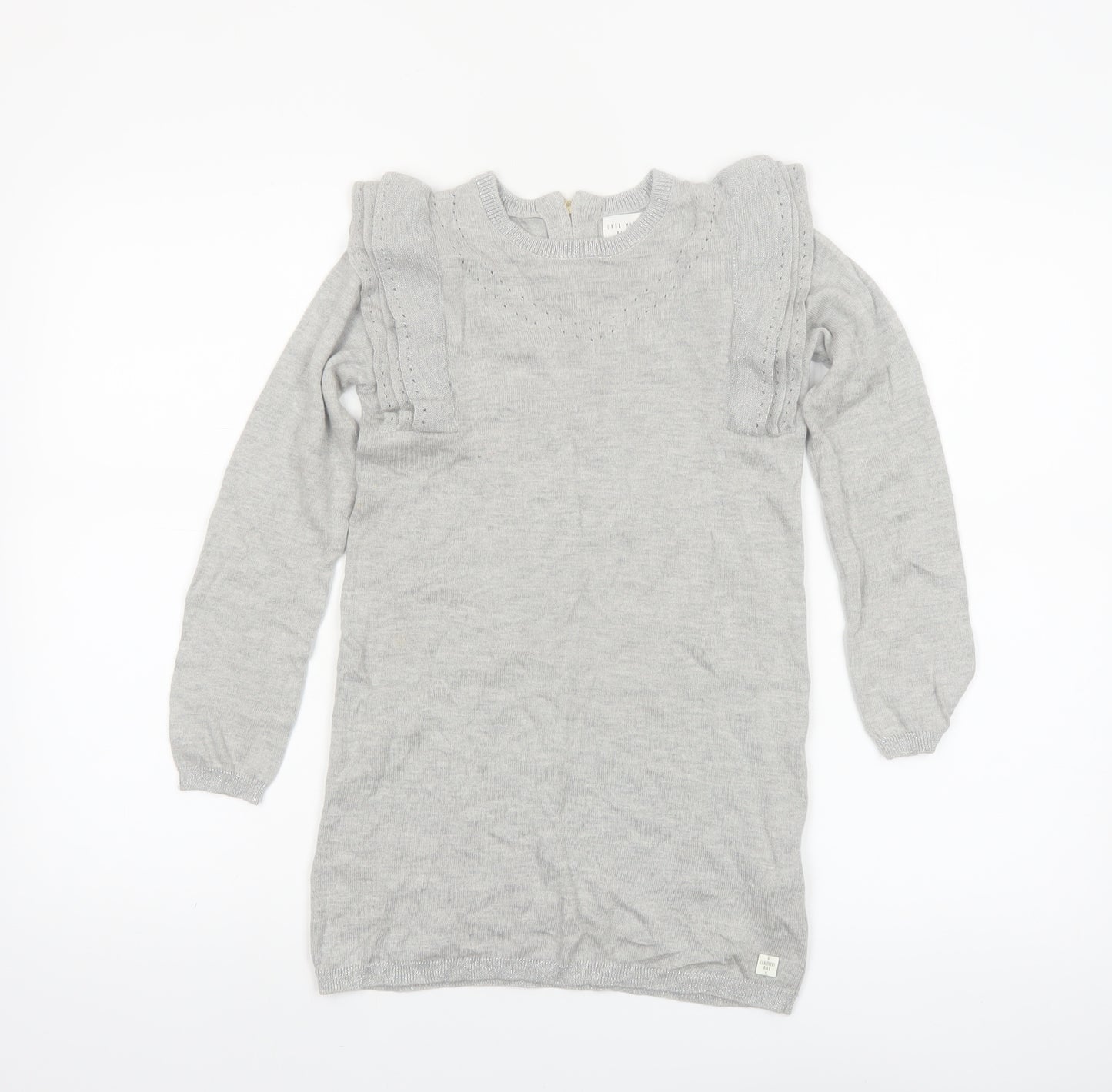 Carrément Beau Girls Grey Long Sleeve Knitted Jumper Dress Size 8 Years