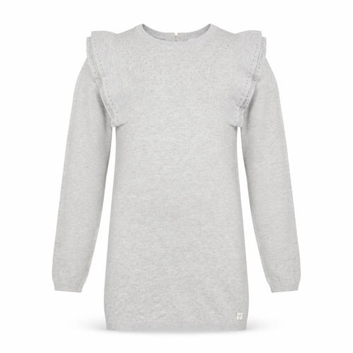 Carrément Beau Girls Grey Long Sleeve Knitted Jumper Dress Size 8 Years