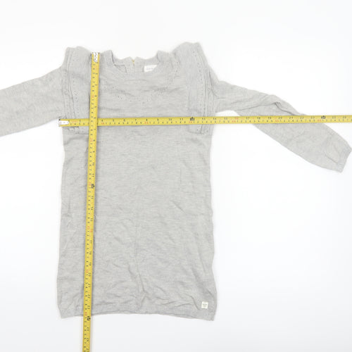 Carrément Beau Girls Grey Long Sleeve Knitted Jumper Dress Size 8 Years