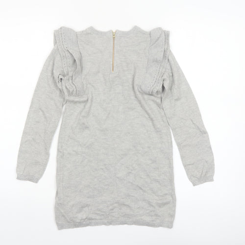 Carrément Beau Girls Grey Long Sleeve Knitted Jumper Dress Size 8 Years