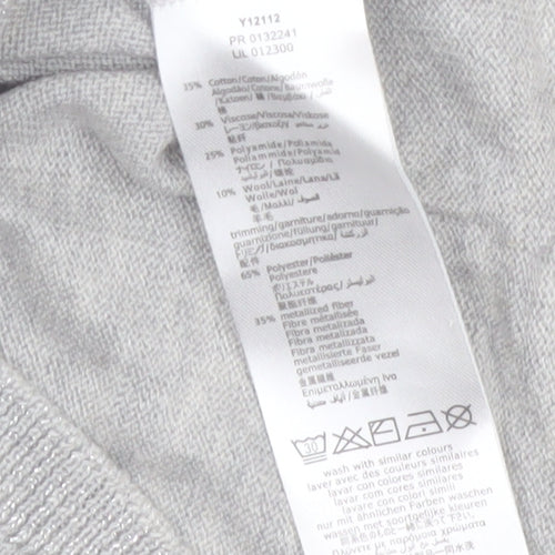 Carrément Beau Girls Grey Long Sleeve Knitted Jumper Dress Size 8 Years