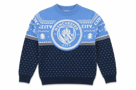 Manchester City Boys Blue Long Sleeve Pullover Jumper Size 10-11 Years