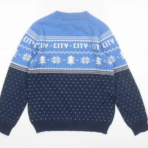 Manchester City Boys Blue Long Sleeve Pullover Jumper Size 10-11 Years