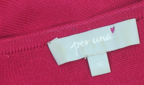 Marks & Spencer Per Una Women’s Pink Size 16 Open Knit Cardigan