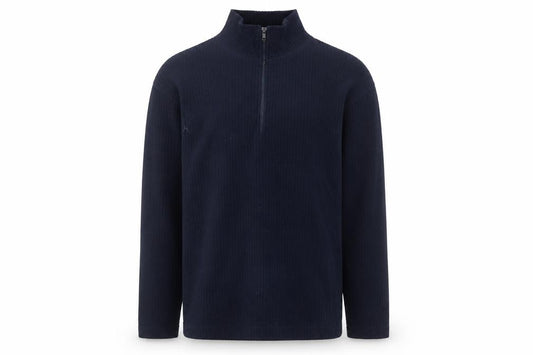 Front view of Oak Valley Men's Blue Half Zip Fleece Jumper, size M