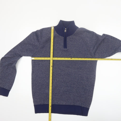Kensington Eastside Men's Blue Half Zip High Neck Knit Jumper Size M