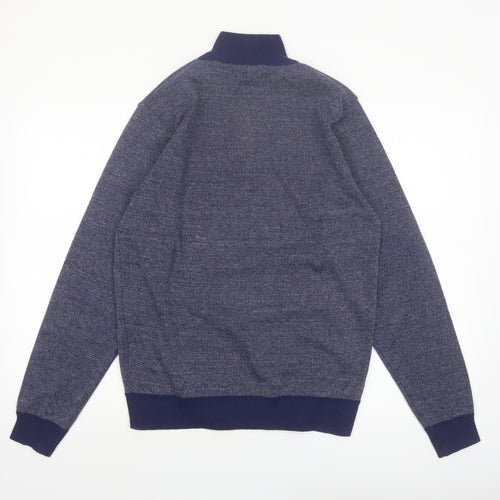 Kensington Eastside Men's Blue Half Zip High Neck Knit Jumper Size M