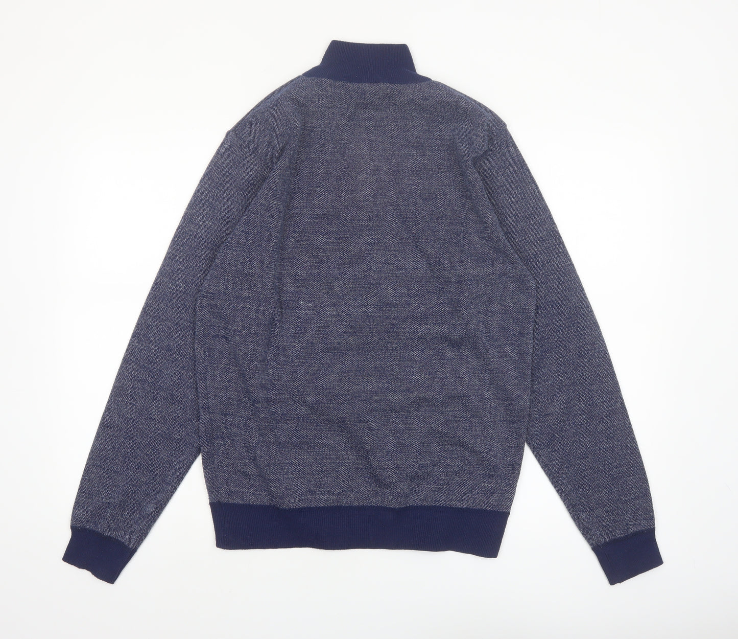 Kensington Eastside Men's Blue Half Zip High Neck Knit Jumper Size M