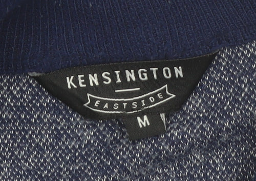 Kensington Eastside Men's Blue Half Zip High Neck Knit Jumper Size M