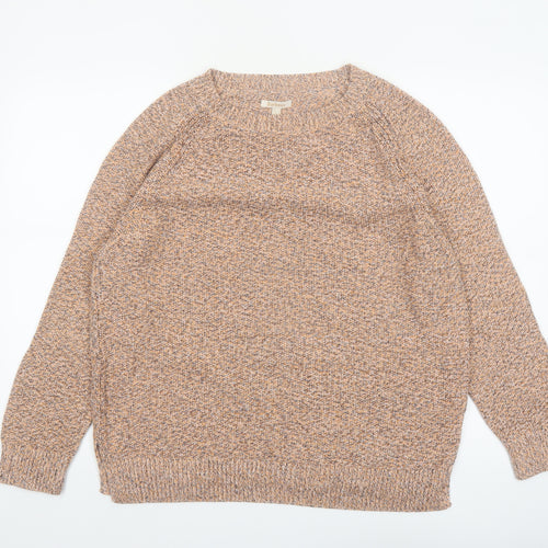 Barbour Womens Beige Cotton Wool Jumper Size 16 Crew Neck Knitwear