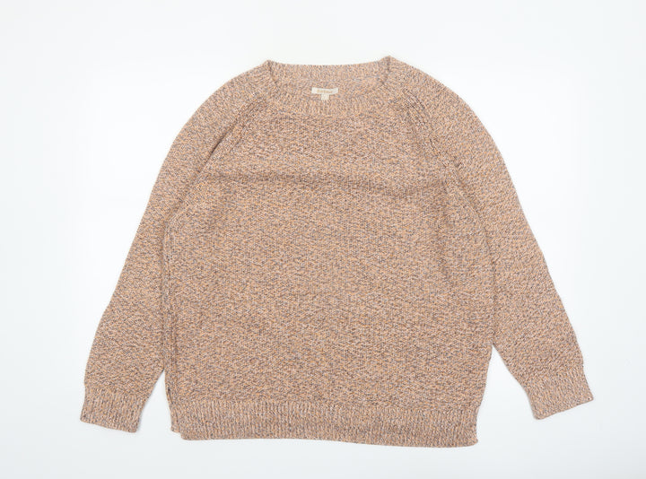 Barbour Womens Beige Cotton Wool Jumper Size 16 Crew Neck Knitwear