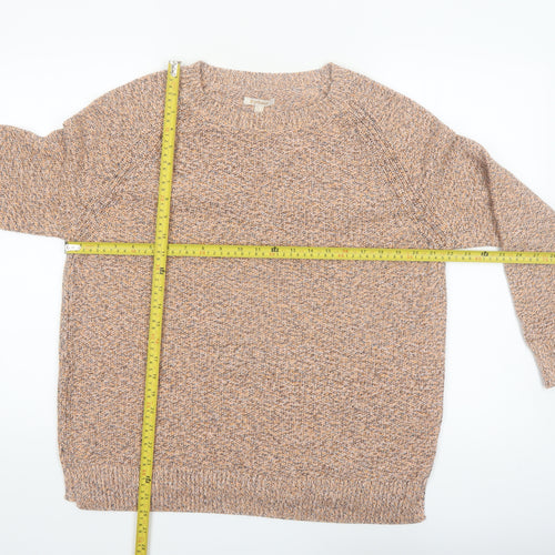Barbour Womens Beige Cotton Wool Jumper Size 16 Crew Neck Knitwear