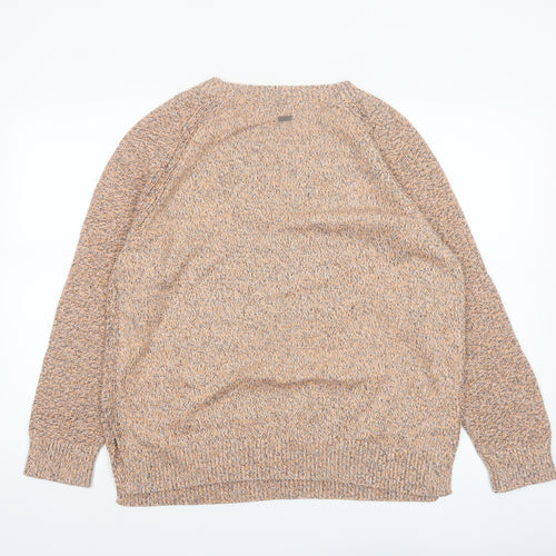 Barbour Womens Beige Cotton Wool Jumper Size 16 Crew Neck Knitwear