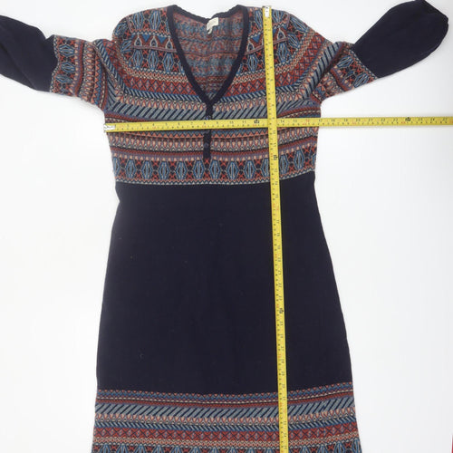Monsoon Women's Multicoloured Wool Knit Jumper Dress M