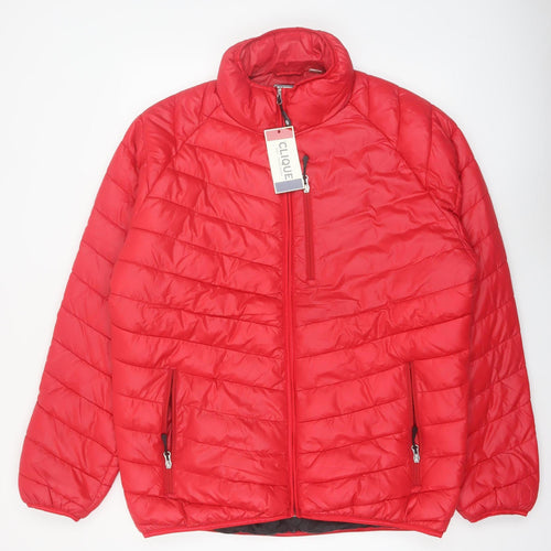 Clique Men's Red XL Puffer Jacket Lightweight Insulated Winter Coat