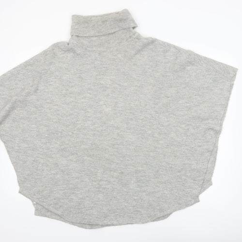 Accessorize Women Grey Roll Neck Knit Cape Jumper One Size
