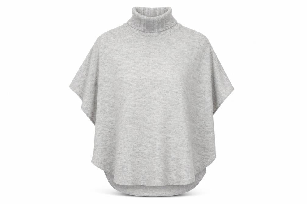 Front view of Accessorize Women Grey Roll Neck Knit Cape Jumper One Size