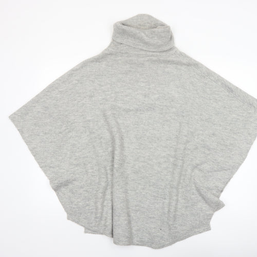 Accessorize Women Grey Roll Neck Knit Cape Jumper One Size