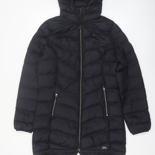 Trespass Womens Black Long Hooded Puffer Coat Size S