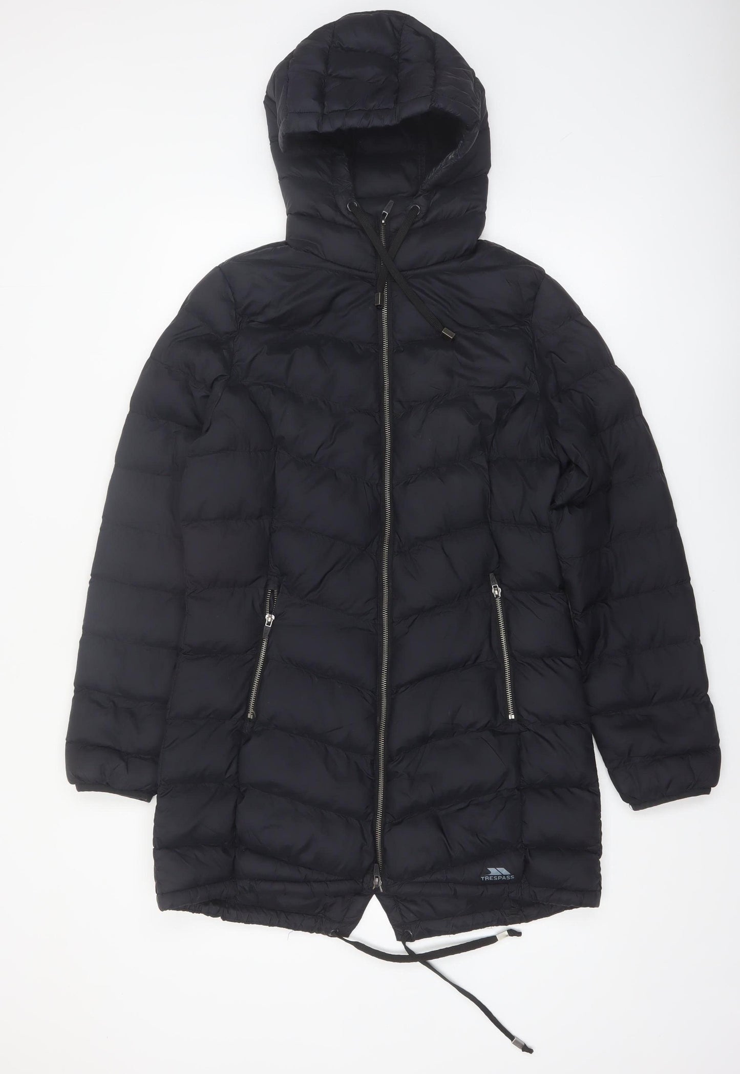 Trespass Womens Black Long Hooded Puffer Coat Size S