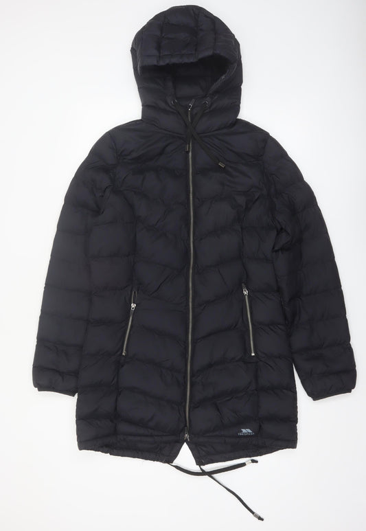 Trespass Womens Black Long Hooded Puffer Coat Size S