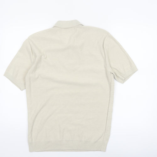 Original Penguin Mens Beige Cotton Short Sleeve Polo Shirt M