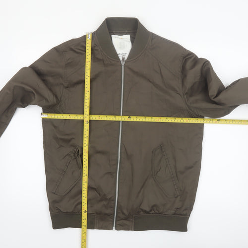 Elvine Men's Brown Bomber Jacket Size L Cotton Casual Zip Up