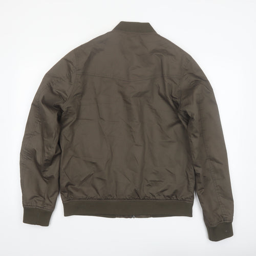 Elvine Men's Brown Bomber Jacket Size L Cotton Casual Zip Up