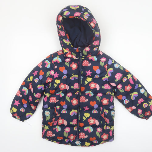 Next Girls Multicoloured Animal Print Puffer Jacket 5-6 Years Hooded Winter Coat