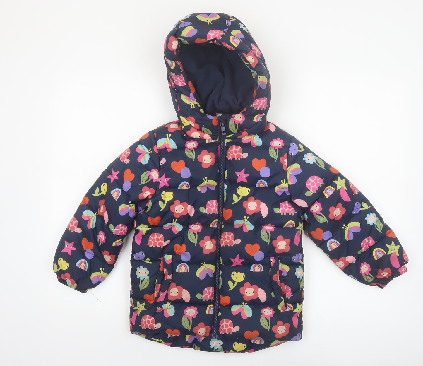 Next Girls Multicoloured Animal Print Puffer Jacket 5-6 Years Hooded Winter Coat