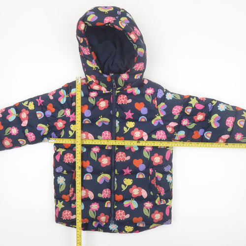 Next Girls Multicoloured Animal Print Puffer Jacket 5-6 Years Hooded Winter Coat