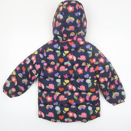 Next Girls Multicoloured Animal Print Puffer Jacket 5-6 Years Hooded Winter Coat