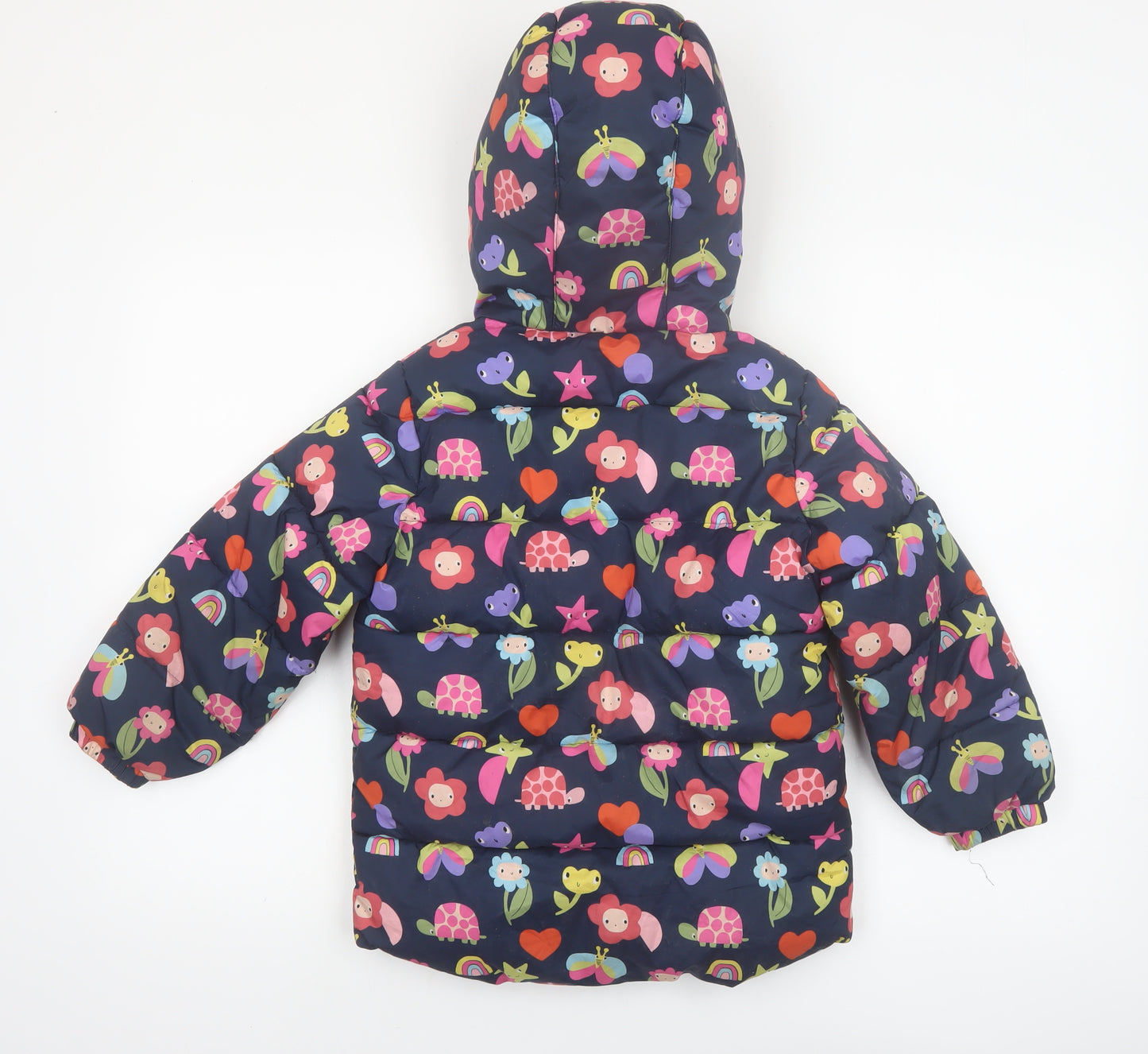 Next Girls Multicoloured Animal Print Puffer Jacket 5-6 Years Hooded Winter Coat