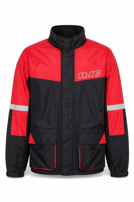 Front view of HJC men’s xl black red motorcycle jacket reflective nylon windproof