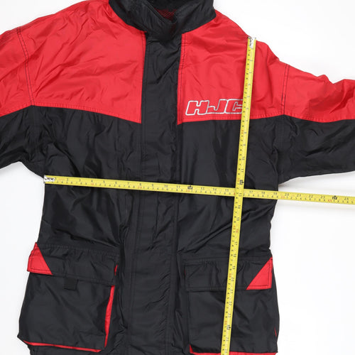 HJC Mens XL Black Red Motorcycle Jacket Reflective Nylon Windproof