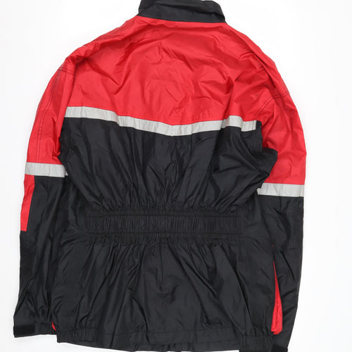 HJC Mens XL Black Red Motorcycle Jacket Reflective Nylon Windproof