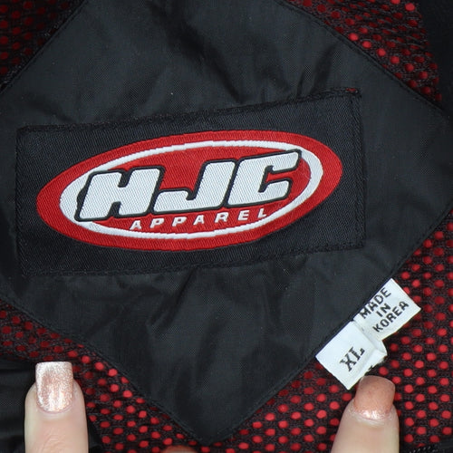 HJC Mens XL Black Red Motorcycle Jacket Reflective Nylon Windproof