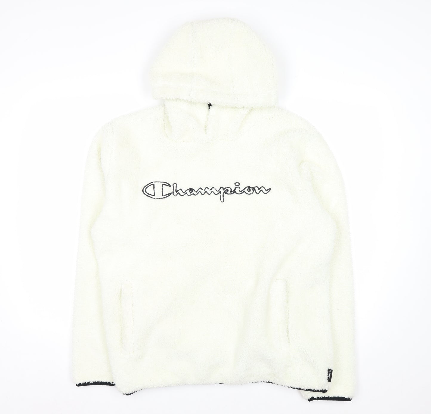 Champion Women’s Ivory Hooded Pullover Sweatshirt Size L Fleece Lined