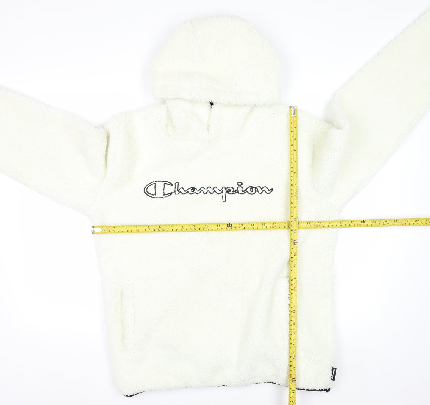 Champion Women’s Ivory Hooded Pullover Sweatshirt Size L Fleece Lined