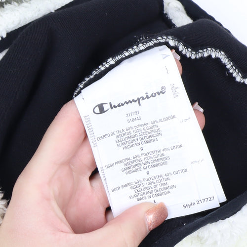 Champion Women’s Ivory Hooded Pullover Sweatshirt Size L Fleece Lined