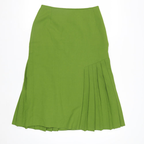 Jacques Vert Women’s Green Pleated Wool Blend Midi Skirt Size 12