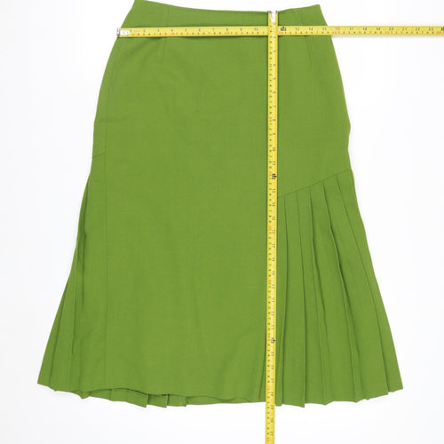Jacques Vert Women’s Green Pleated Wool Blend Midi Skirt Size 12