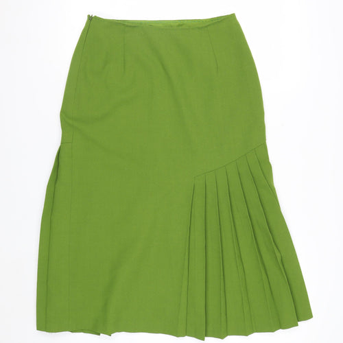 Jacques Vert Women’s Green Pleated Wool Blend Midi Skirt Size 12